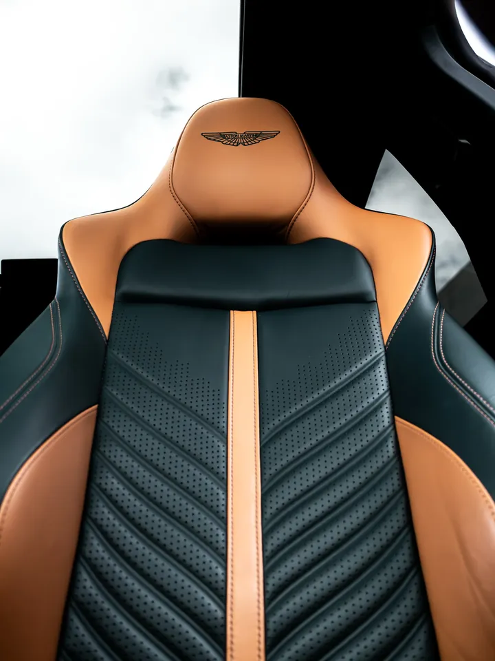 The tan and black seat of the same Aston Martin DBX 707